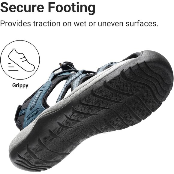 Hiking Sandals Men's Dark Blue Athletic Cushioned Closed Toe Fisherman Shoes - Picture 5 of 8